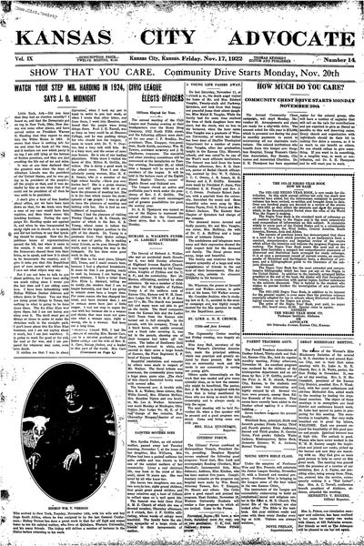 Kansas City Advocate, Nov 17, 1922