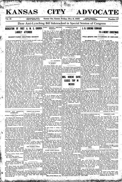 Kansas City Advocate, Dec 8, 1922