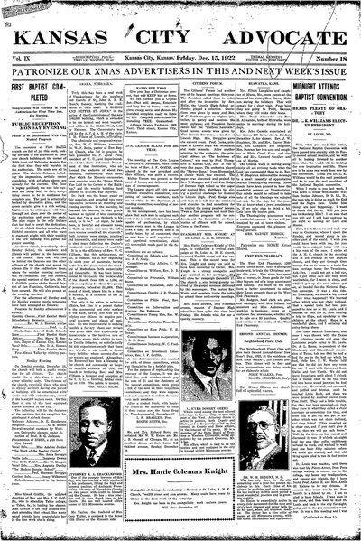 Kansas City Advocate, Dec 15, 1922
