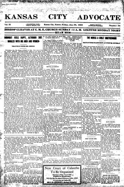 Kansas City Advocate, Jan 26, 1923