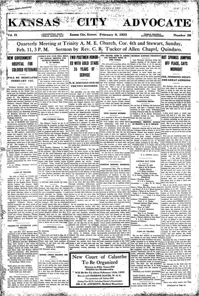 Kansas City Advocate, Feb 9, 1923