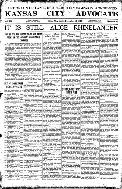 Kansas City Advocate, Dec 11, 1925