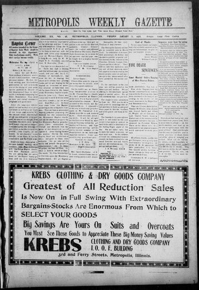 Metropolis Weekly Gazette, Jan 11, 1918