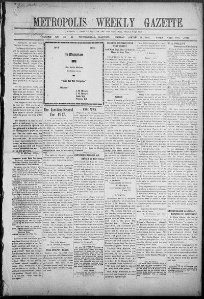 Metropolis Weekly Gazette, Jan 25, 1918