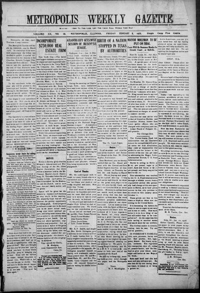 Metropolis Weekly Gazette, Feb 8, 1918