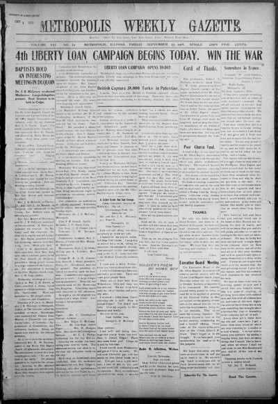 Metropolis Weekly Gazette, Sep 27, 1918