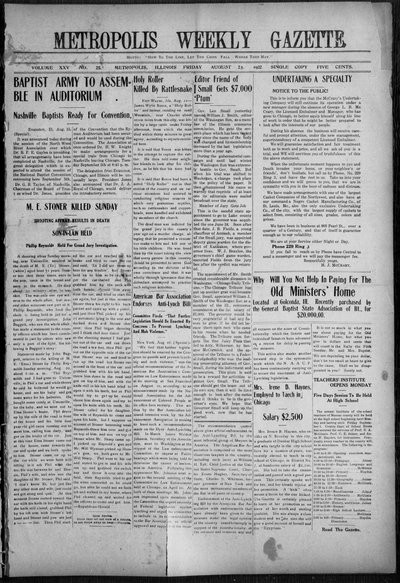 Metropolis Weekly Gazette, Aug 25, 1922