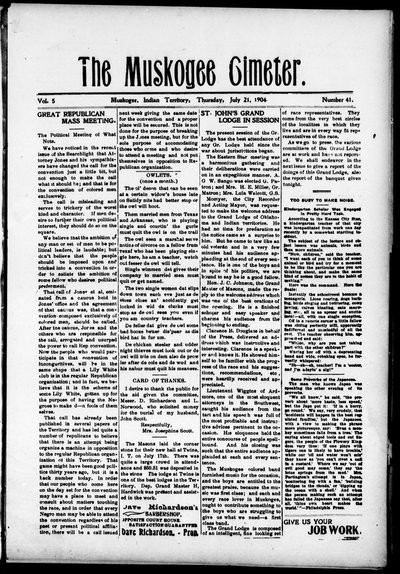 Muskogee Cimeter, Jul 21, 1904