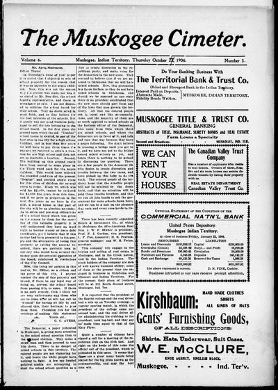 Muskogee Cimeter, Oct 27, 1904