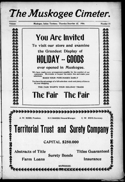 Muskogee Cimeter, Dec 15, 1904
