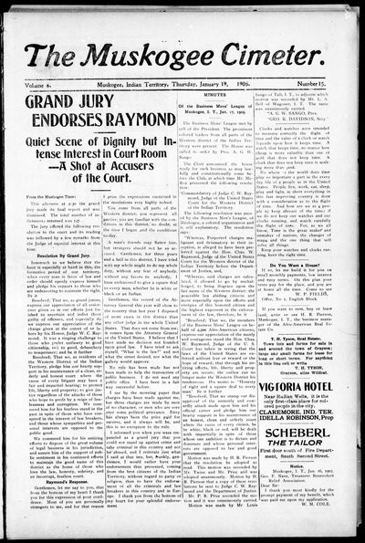 Muskogee Cimeter, Jan 19, 1905