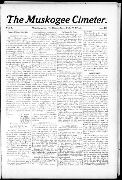Muskogee Cimeter, Feb 9, 1905