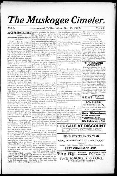 Muskogee Cimeter, Mar 16, 1905