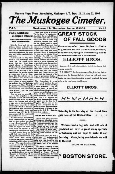 Muskogee Cimeter, Aug 17, 1905