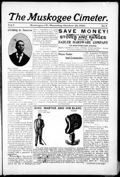 Muskogee Cimeter, Oct 26, 1905