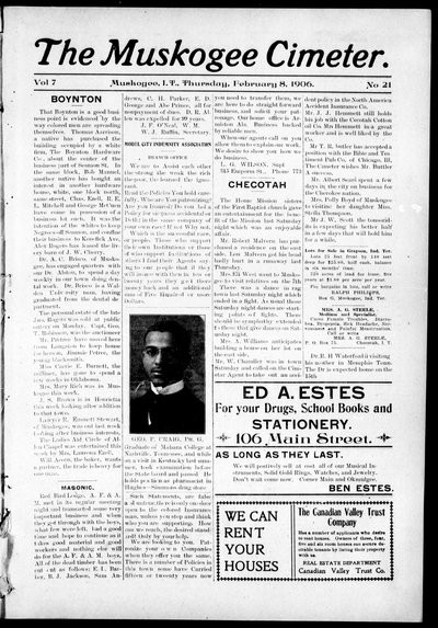 Muskogee Cimeter, Feb 8, 1906