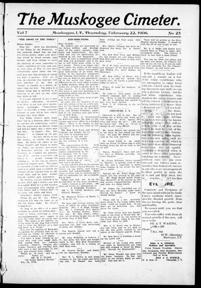 Muskogee Cimeter, Feb 22, 1906