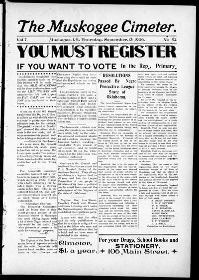 Muskogee Cimeter, Sep 13, 1906