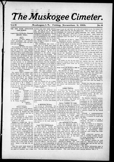 Muskogee Cimeter, Nov 9, 1906