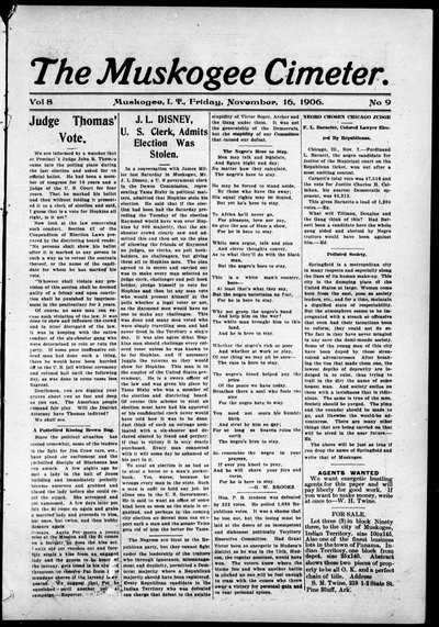 Muskogee Cimeter, Nov 16, 1906
