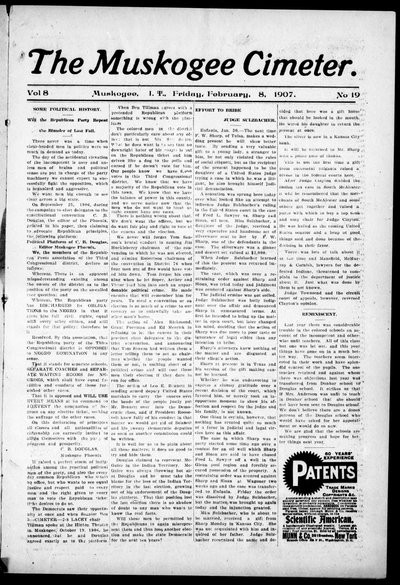 Muskogee Cimeter, Feb 8, 1907