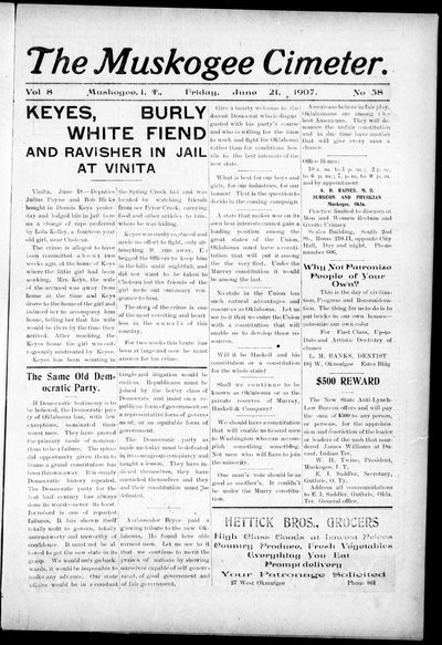 Muskogee Cimeter, Jun 21, 1907