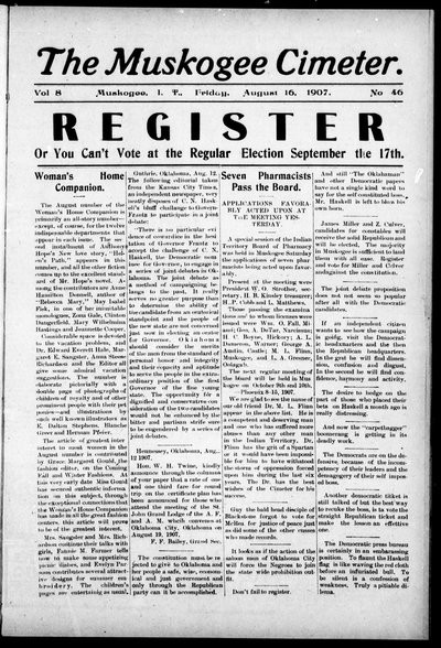 Muskogee Cimeter, Aug 16, 1907