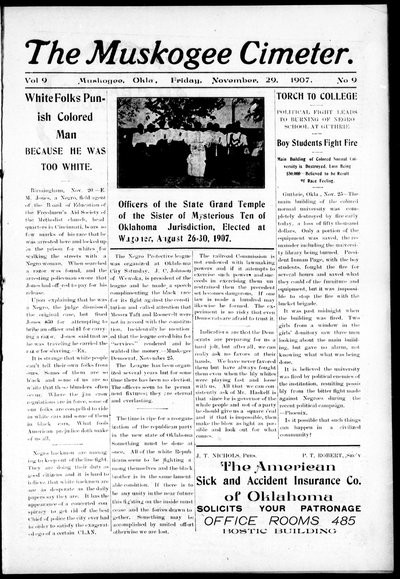 Muskogee Cimeter, Nov 29, 1907