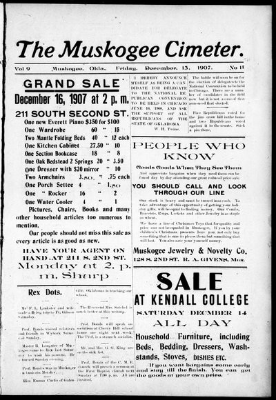 Muskogee Cimeter, Dec 13, 1907