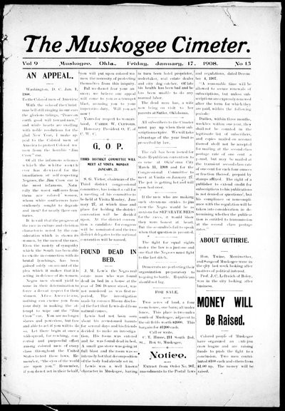 Muskogee Cimeter, Jan 17, 1908