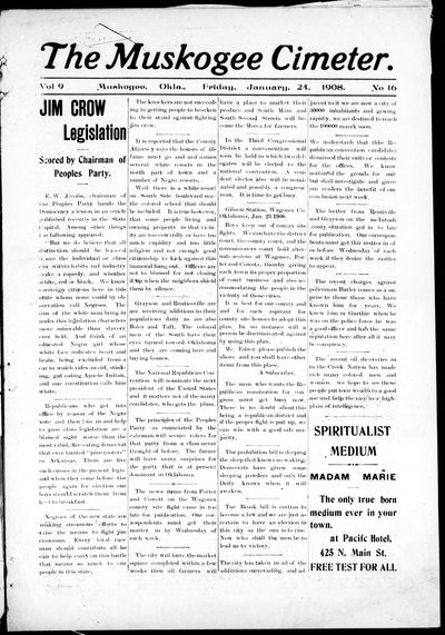 Muskogee Cimeter, Jan 24, 1908