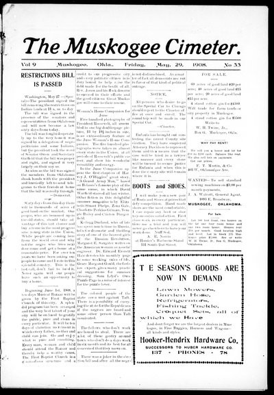 Muskogee Cimeter, May 29, 1908