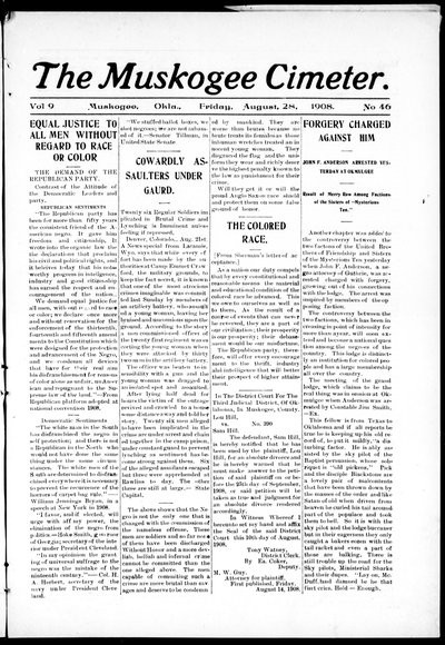 Muskogee Cimeter, Aug 28, 1908