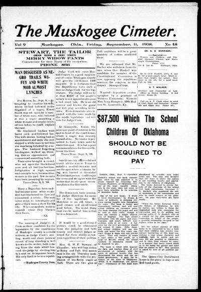 Muskogee Cimeter, Sep 11, 1908
