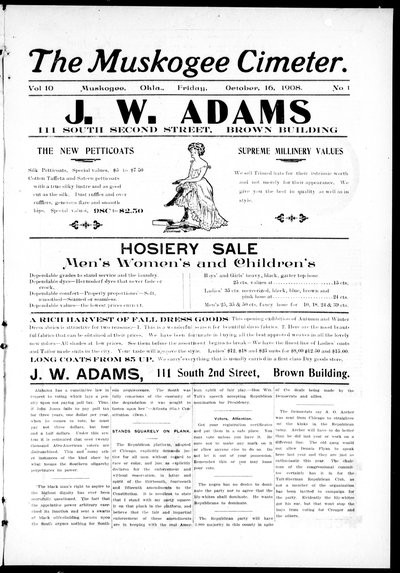 Muskogee Cimeter, Oct 16, 1908