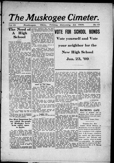 Muskogee Cimeter, Jan 22, 1909