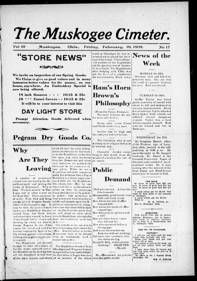 Muskogee Cimeter, Feb 19, 1909