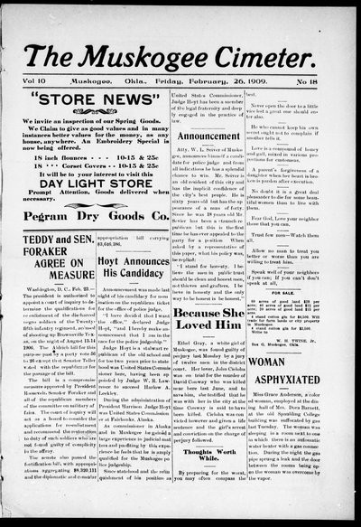 Muskogee Cimeter, Feb 26, 1909