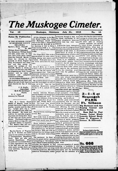 Muskogee Cimeter, Jul 31, 1915