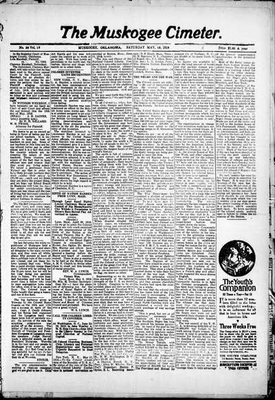 Muskogee Cimeter, May 18, 1918