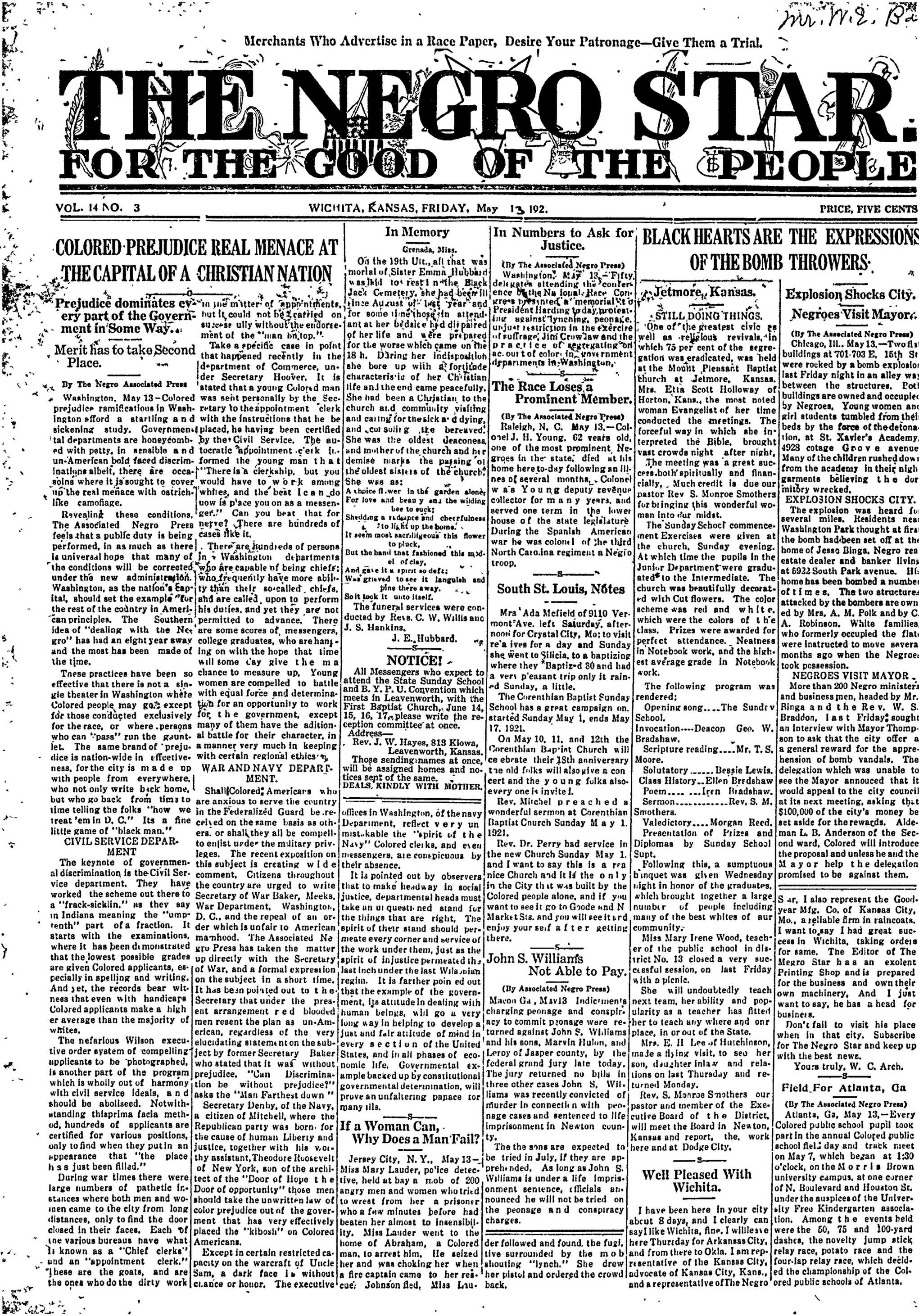 Negro Star, May 13, 1921