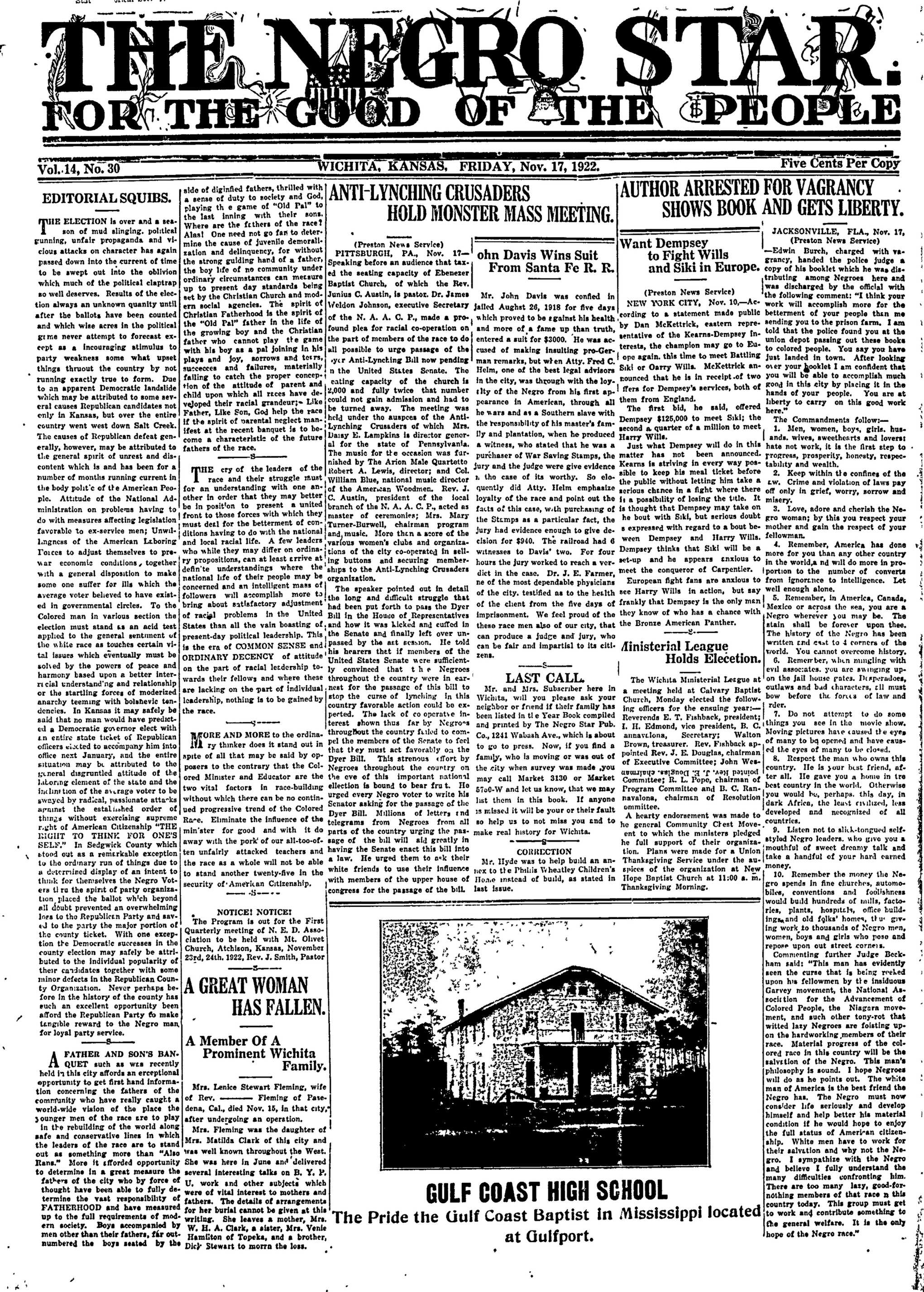 Negro Star, Nov 17, 1922