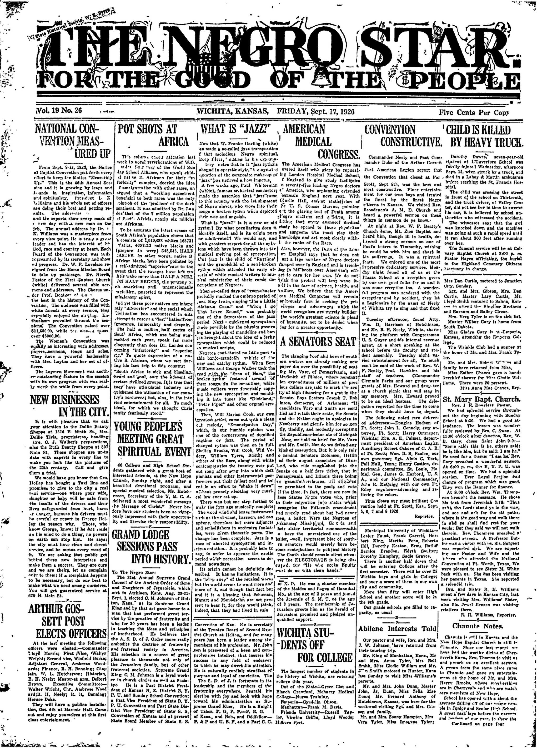Negro Star, Sep 17, 1926