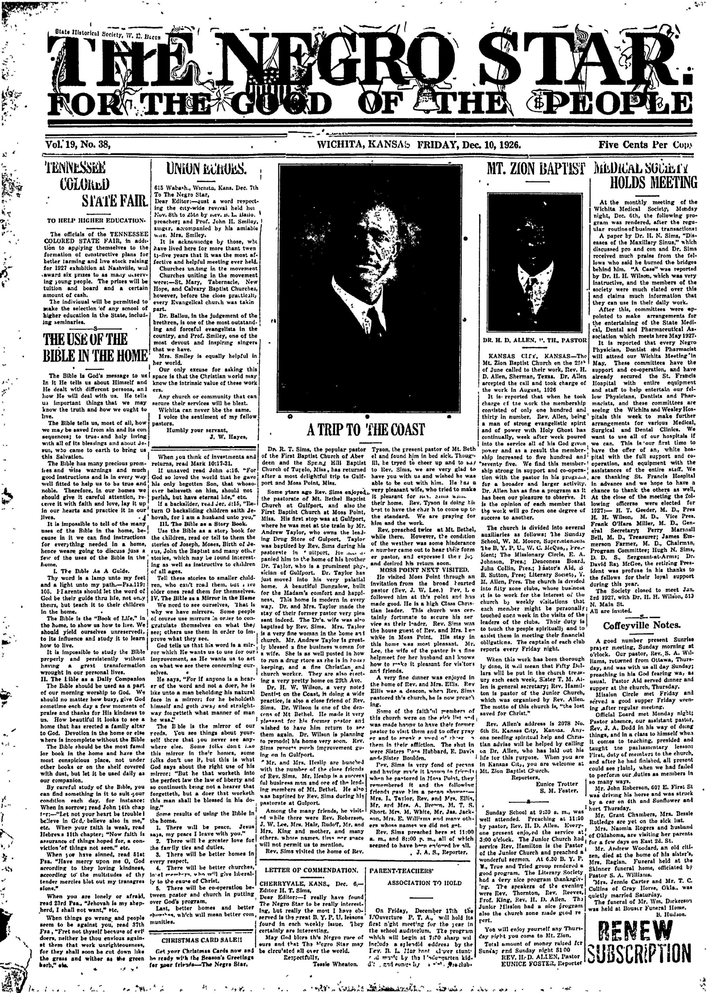 Negro Star, Dec 10, 1926