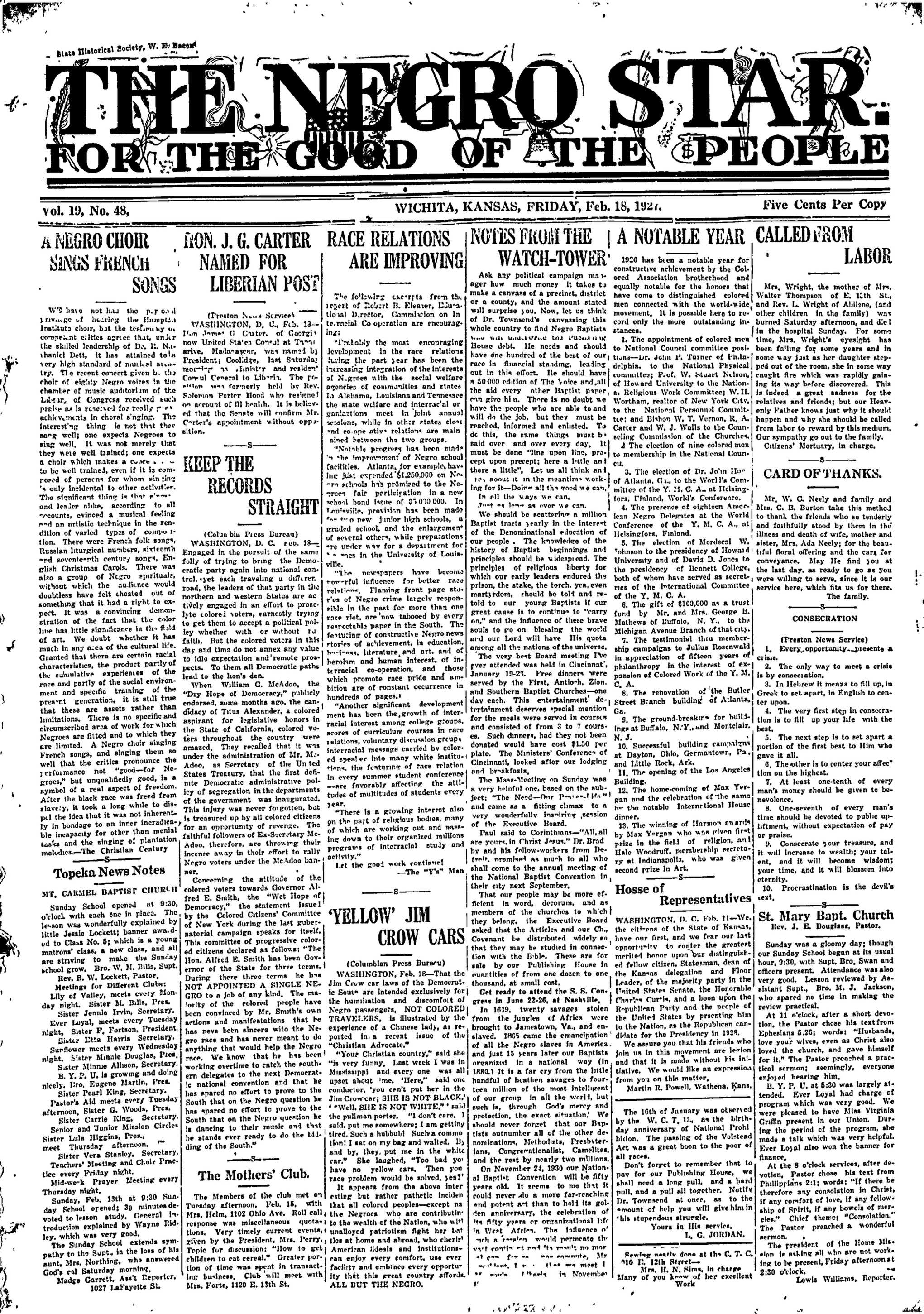Negro Star, Feb 18, 1927