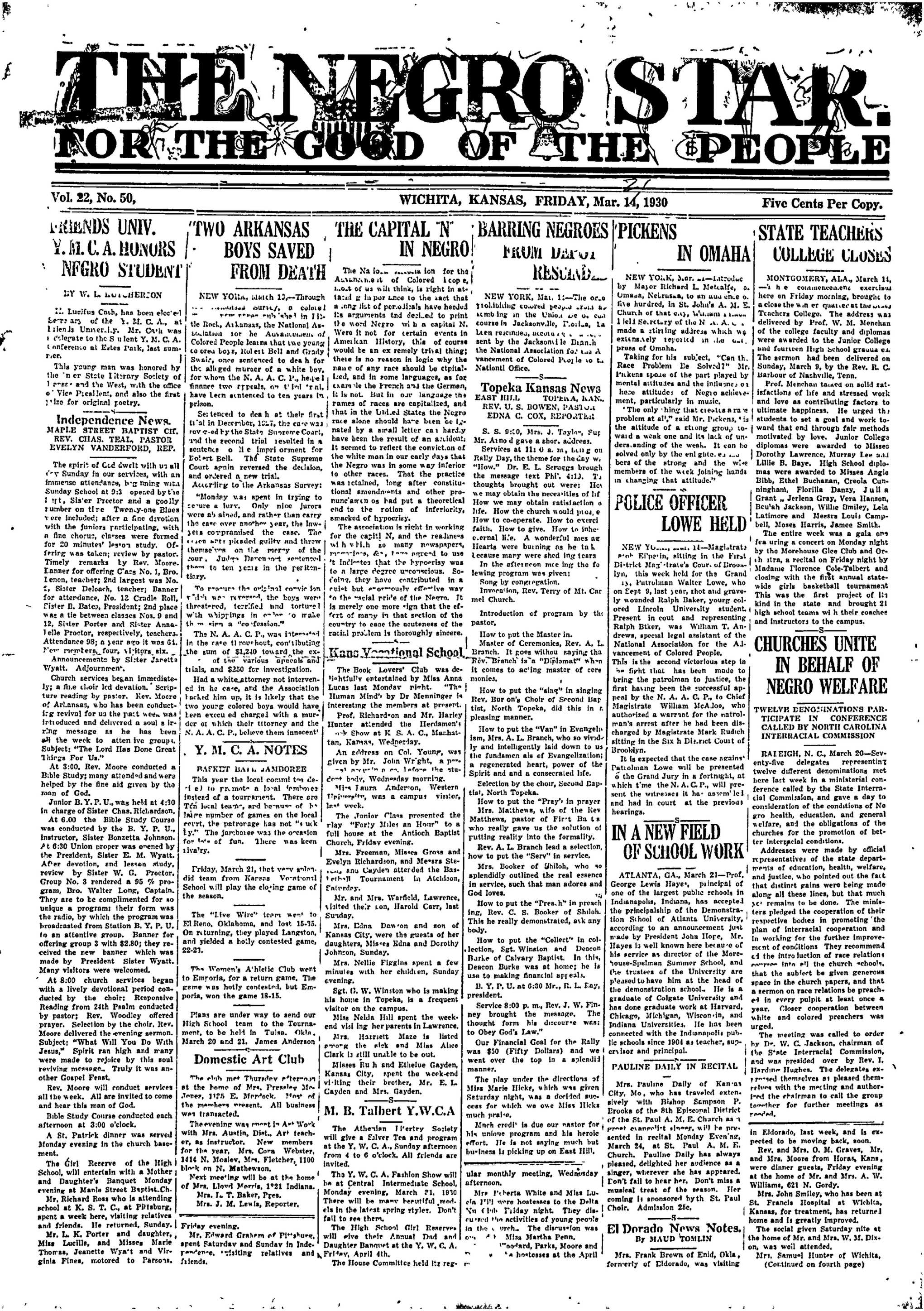 Negro Star, Mar 21, 1930