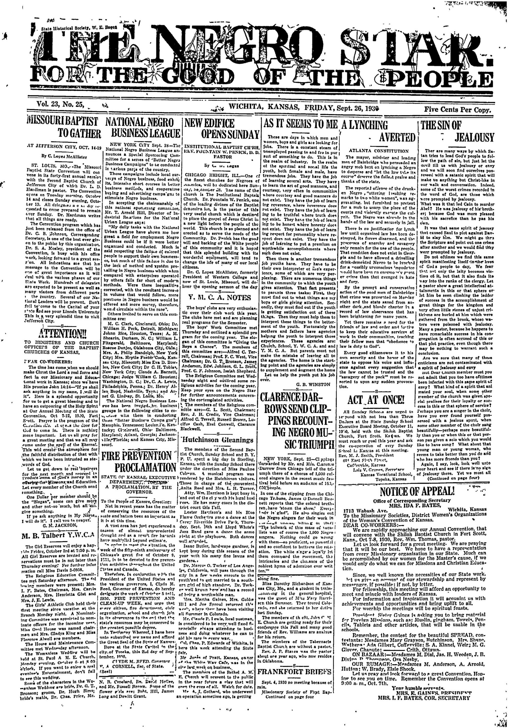 Negro Star, Sep 26, 1930