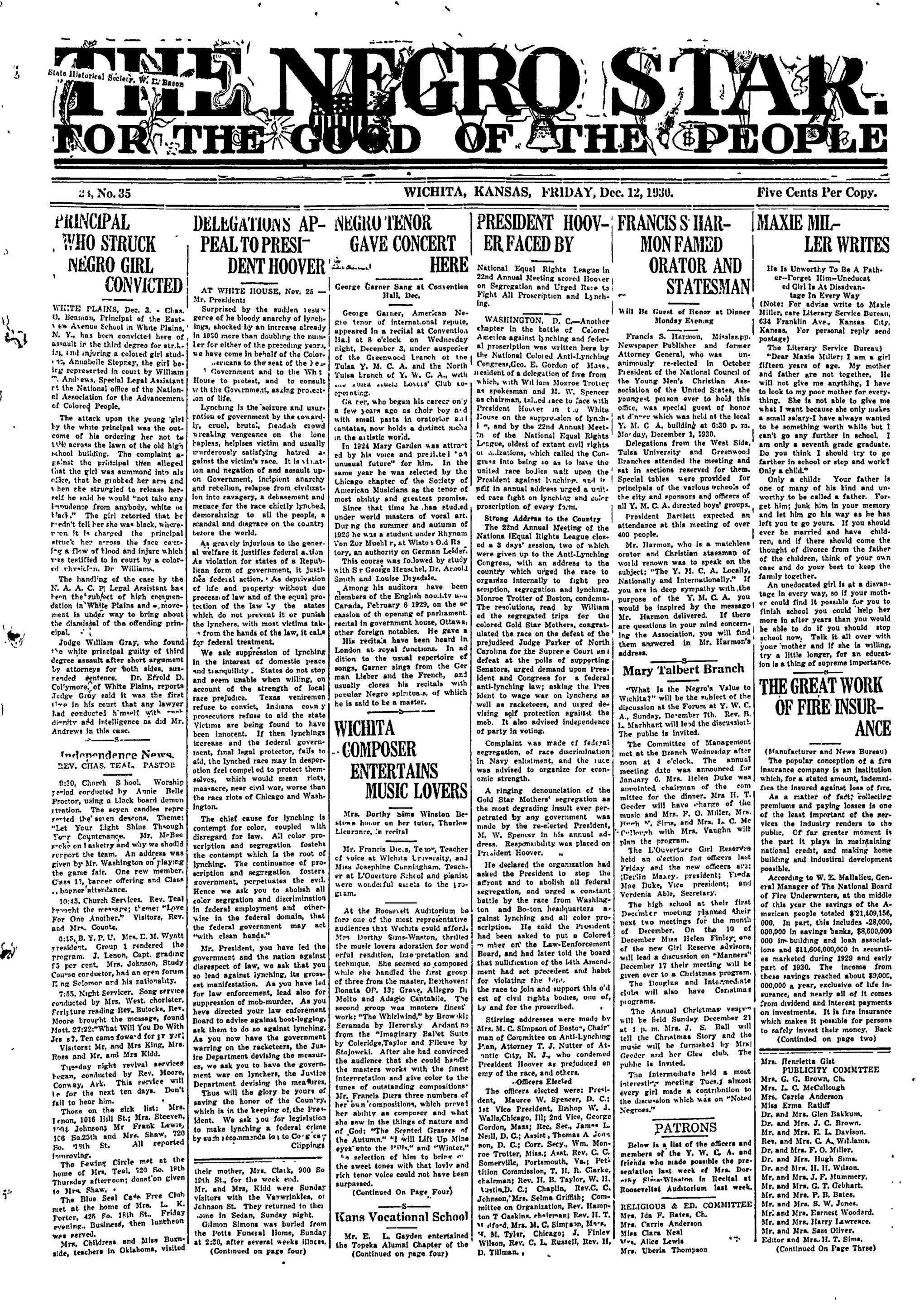 Negro Star, Dec 12, 1930