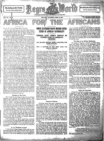 The Negro World, Apr 22, 1922