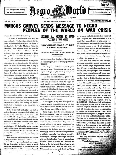 The Negro World, Sep 23, 1922